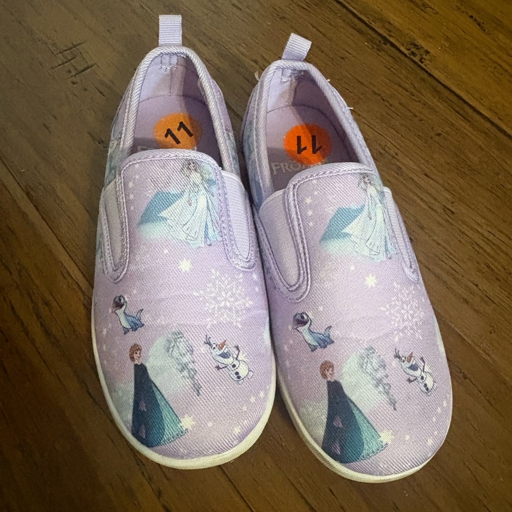 Girls Elsa-Themed Purple Sneakers slip Ons size 11